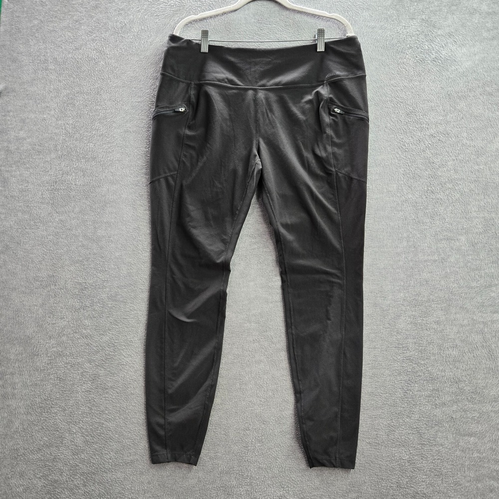 Eddie Bauer Women Activewear Pants XL Gray Leggings Zip Pocket High Rise Spandex